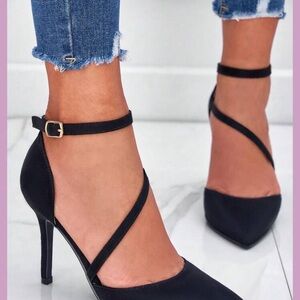 Elegant Black Ankle Strap Heels